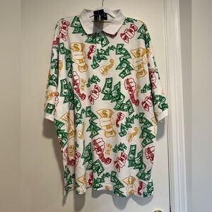 NWT VTG 90s Jordan Craig 3XL Money Bags Fist Graphic Polo Short Sleeve Tee.